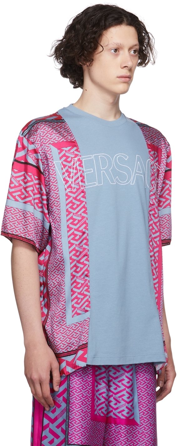 Versace Blue Polyester T-shirt In 1v540 Blue