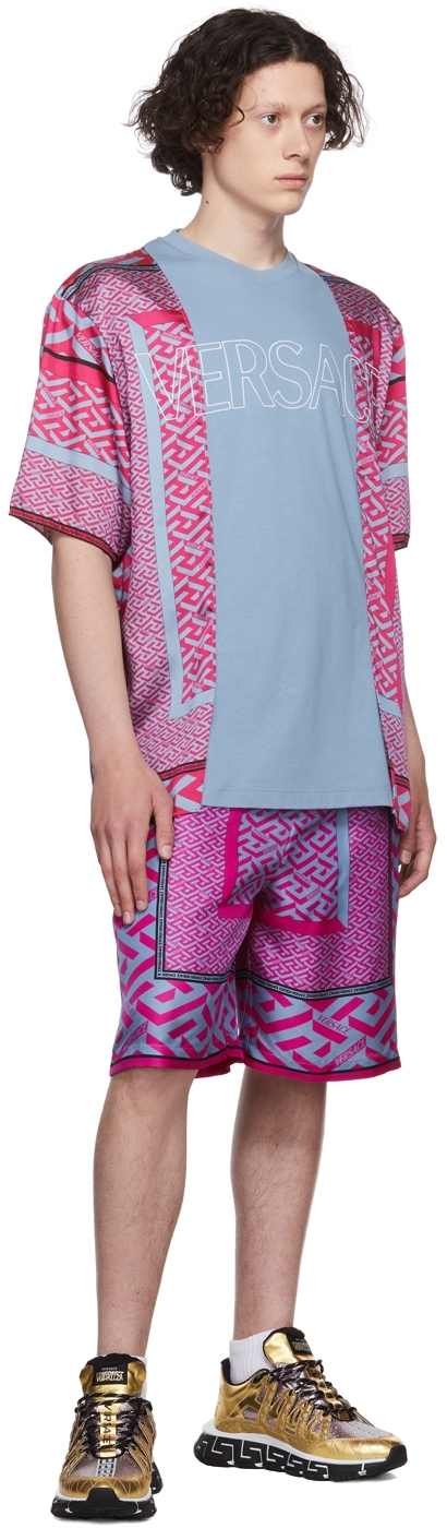 Versace Blue Polyester T-shirt In 1v540 Blue
