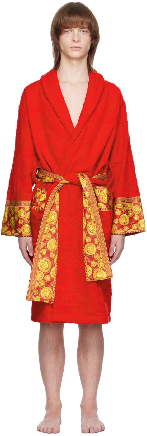 Versace Red Barocco Bath Robe