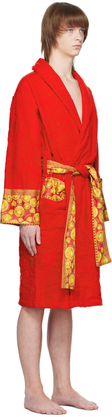Versace Red Barocco Bath Robe