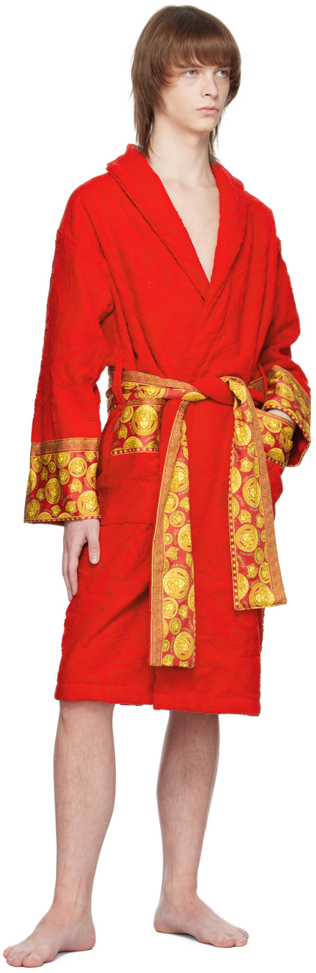 Versace Red Barocco Bath Robe