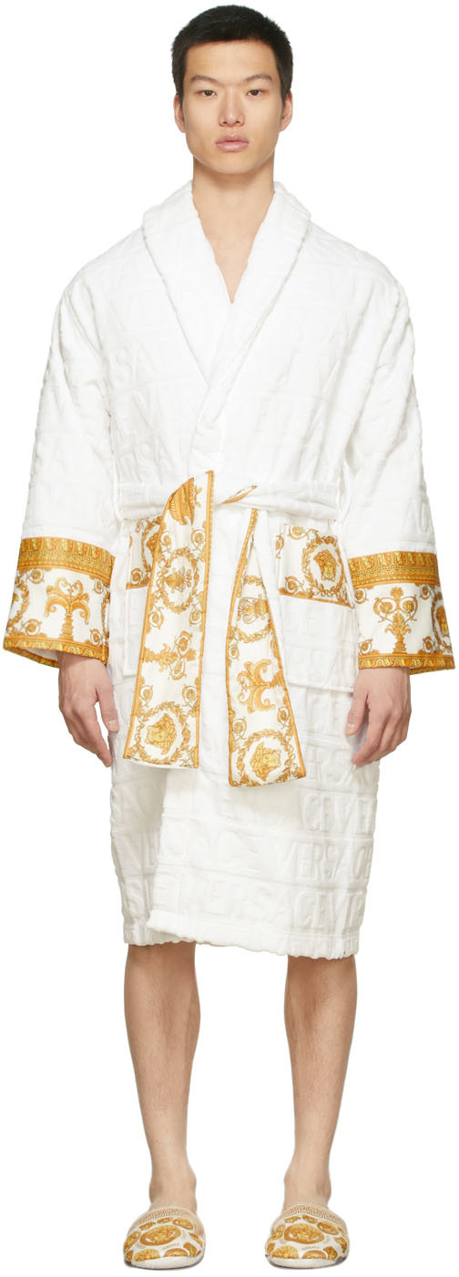 SSENSE Men Clothing Loungewear Bathrobes White I Heart Baroque Robe 