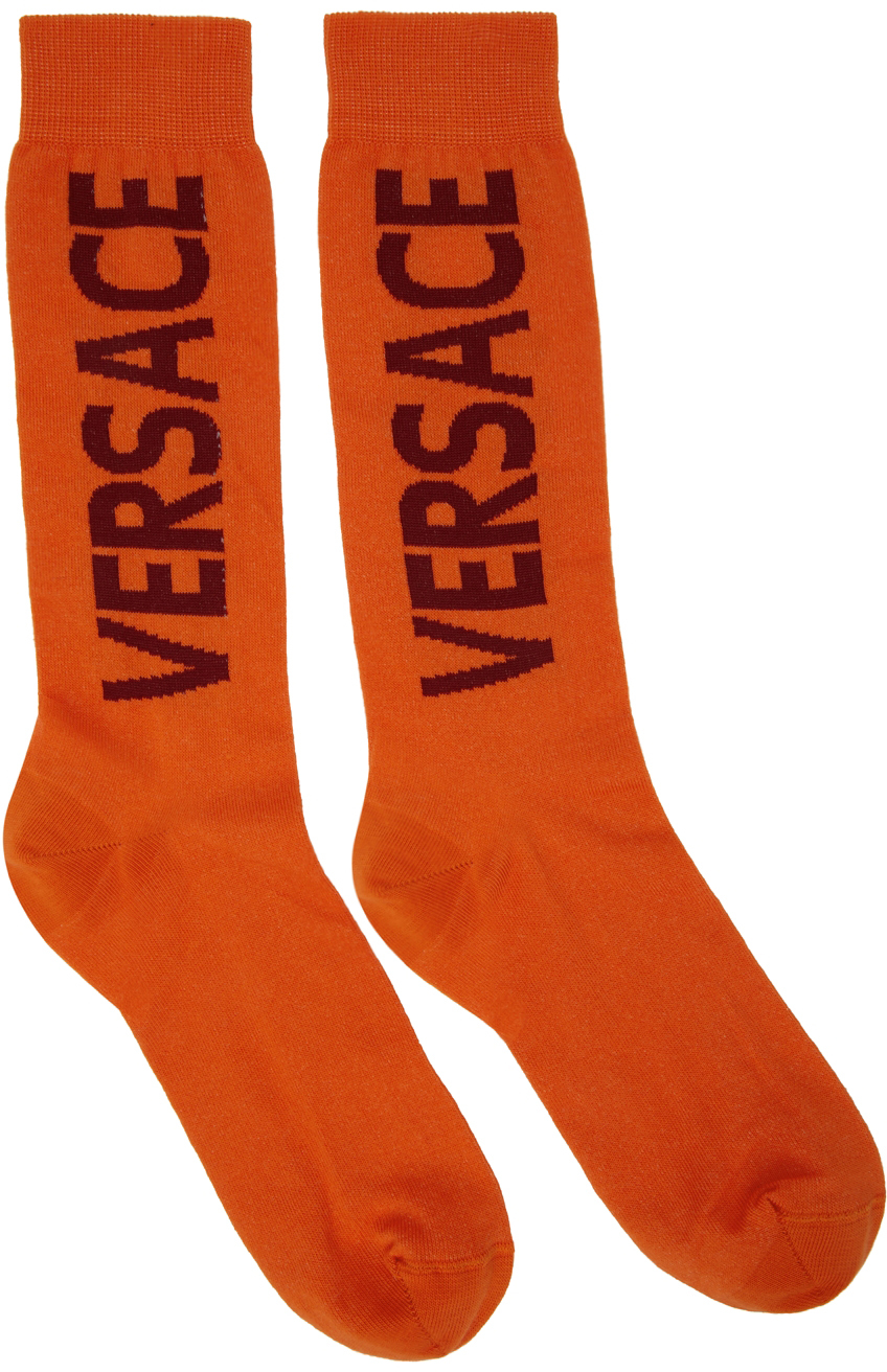 Kids Orange Logo Socks Ssense Abbigliamento Intimo Calze 