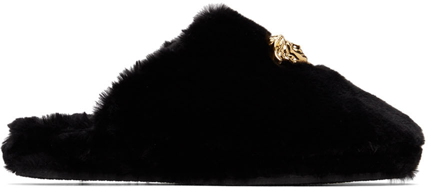 Versace Black 'La Medusa' Slippers
