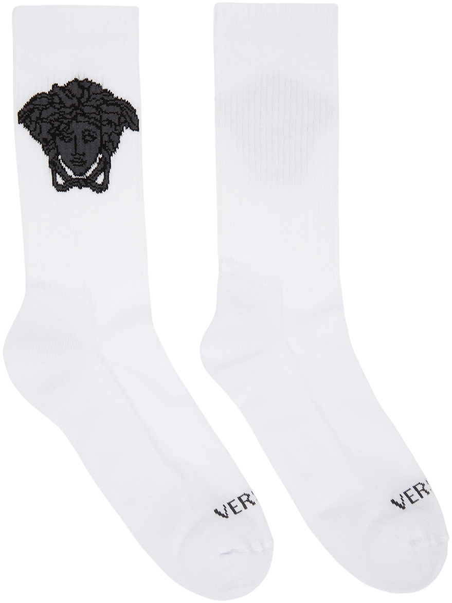 Versace White Medusa Socks In 2w020 Strip | ModeSens