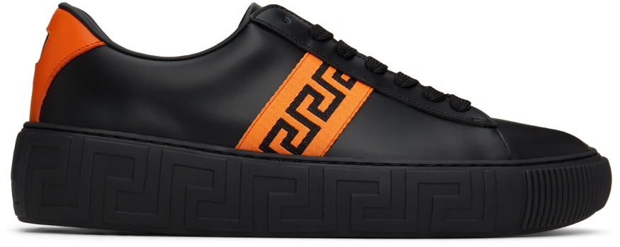 Versace: Black Greca Sneakers | SSENSE UK
