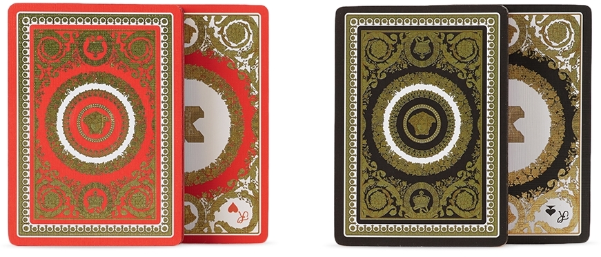 Versace Red & Black Barocco Playing Card Set In Z7603 Multi