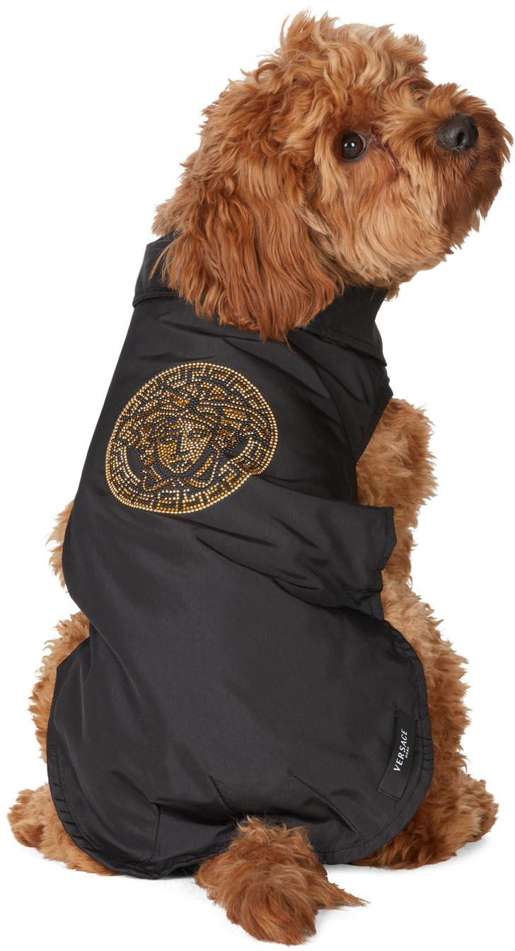 Versace Black Crystal Medusa Raincoat In Z1008 Nero