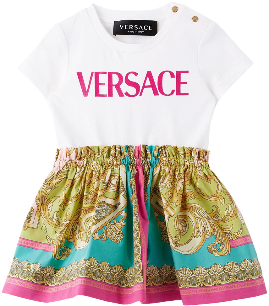Versace Baby White Barocco Goddess Dress