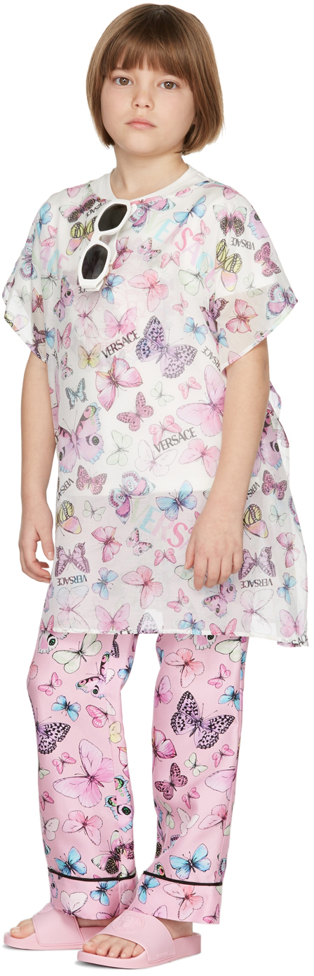 Versace Kids Pink Butterfly Swimsuit Cover-Up