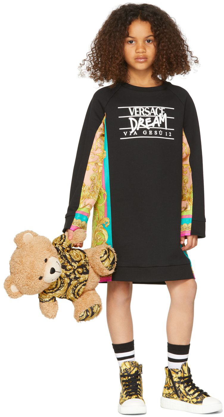 Versace Kids Black Barocco Sweater Dress