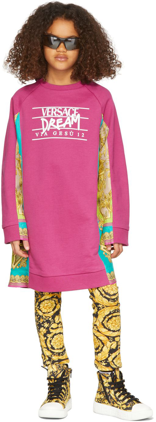 Versace Kids Purple Barocco Sweater Dress In 6p440