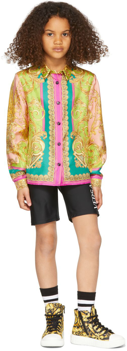 Versace Kids Multicolor Barocco Shirt In 5p370