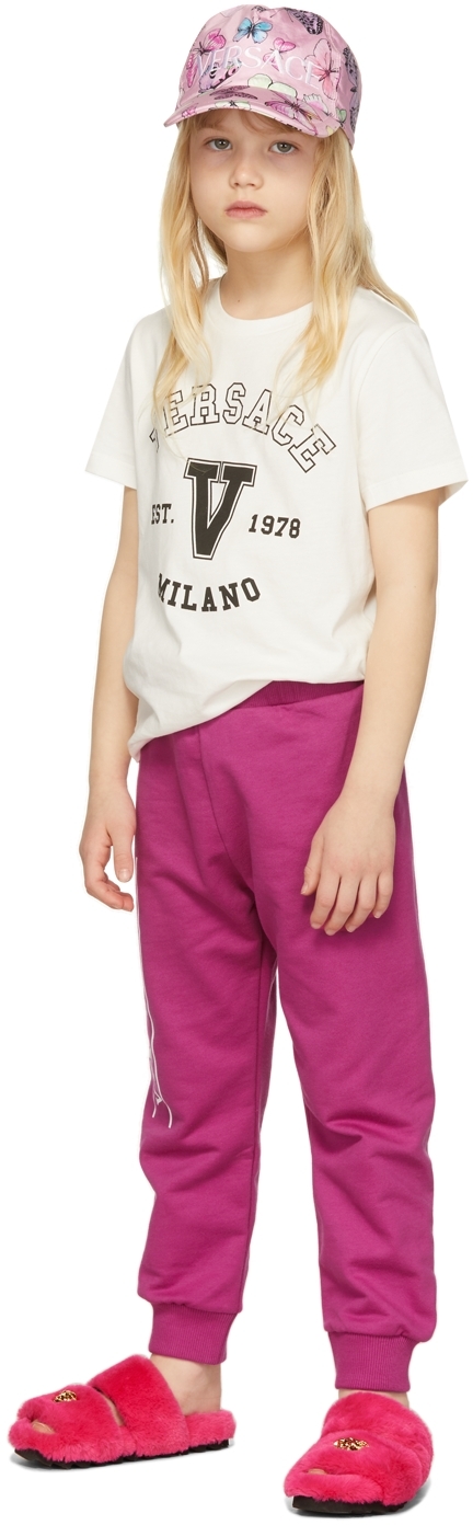 Shop Versace Kids Pink Dream Logo Lounge Pants In 2p830