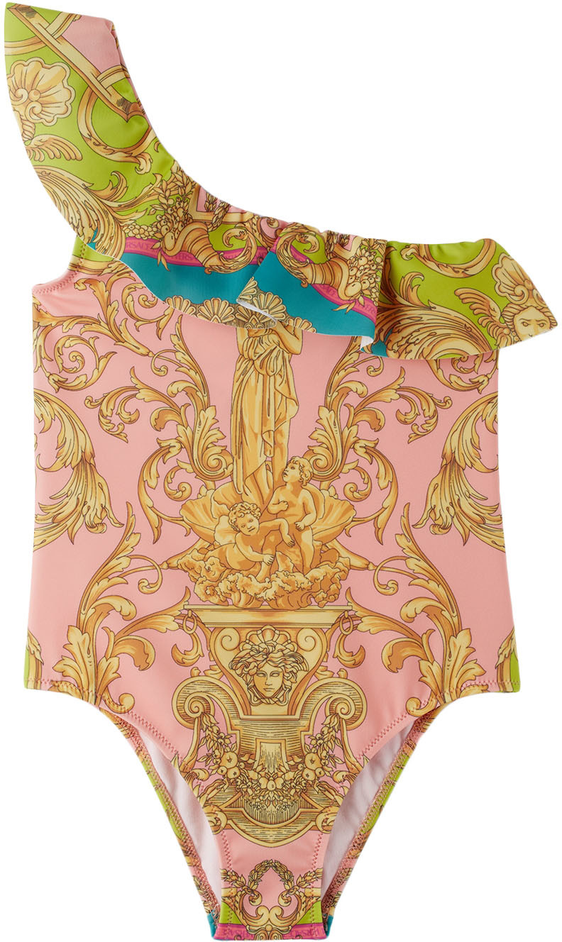 Versace Kids Multicolor Barocco Goddess Swimsuit