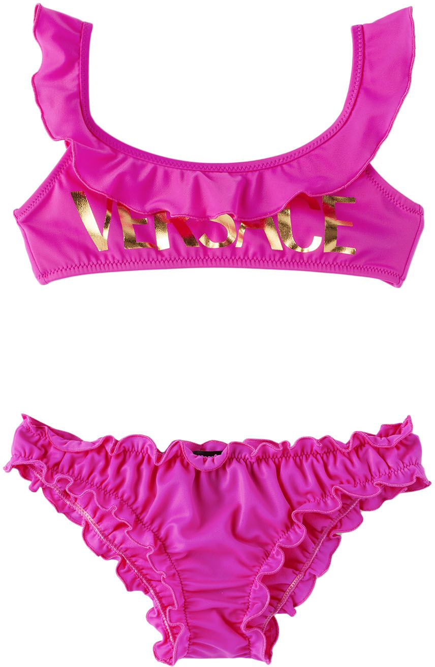 Versace Kids Pink Logo Bikini Set