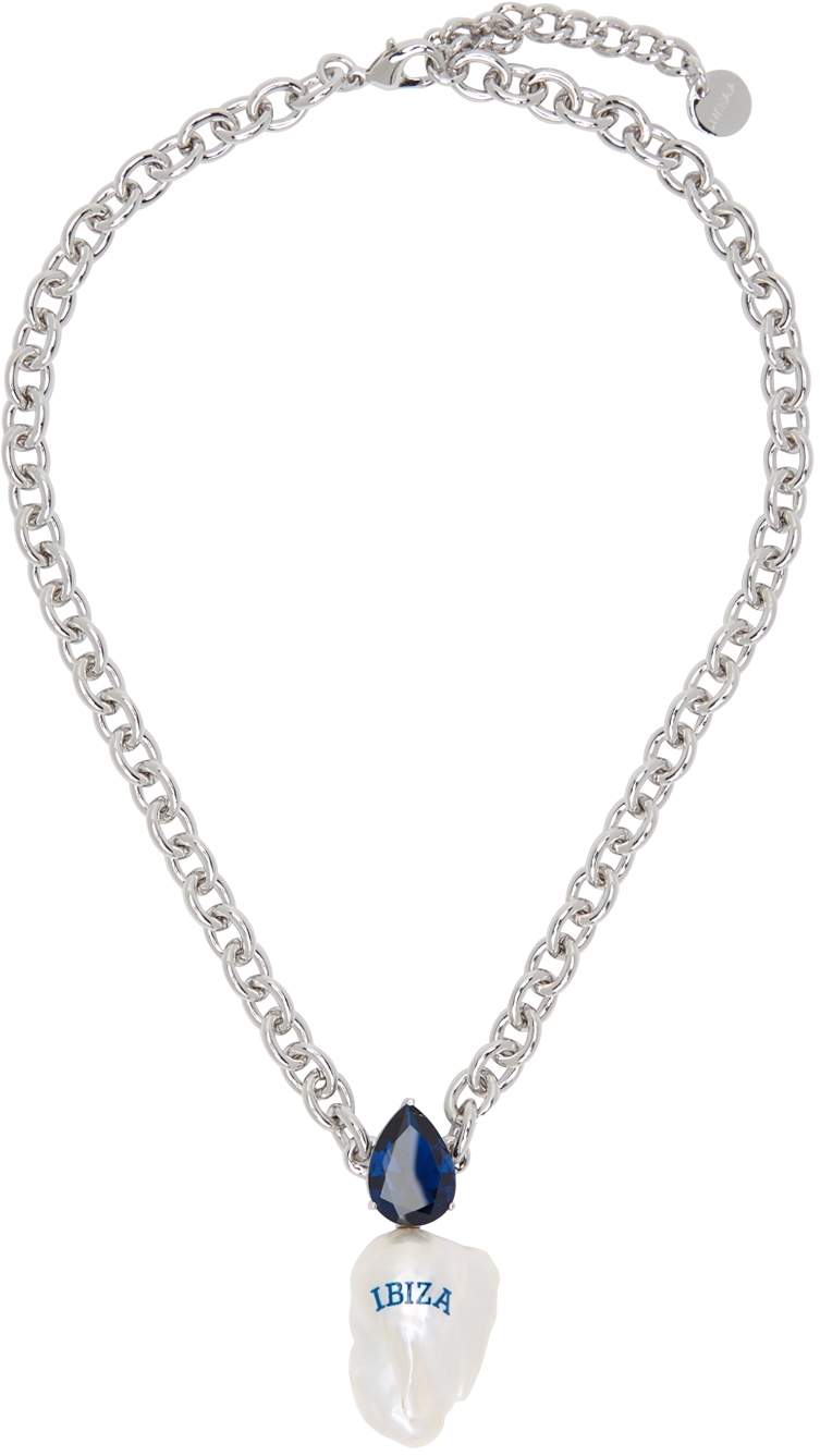 Jiwinaia Silver & Blue Baroque Pearl Ibiza Necklace