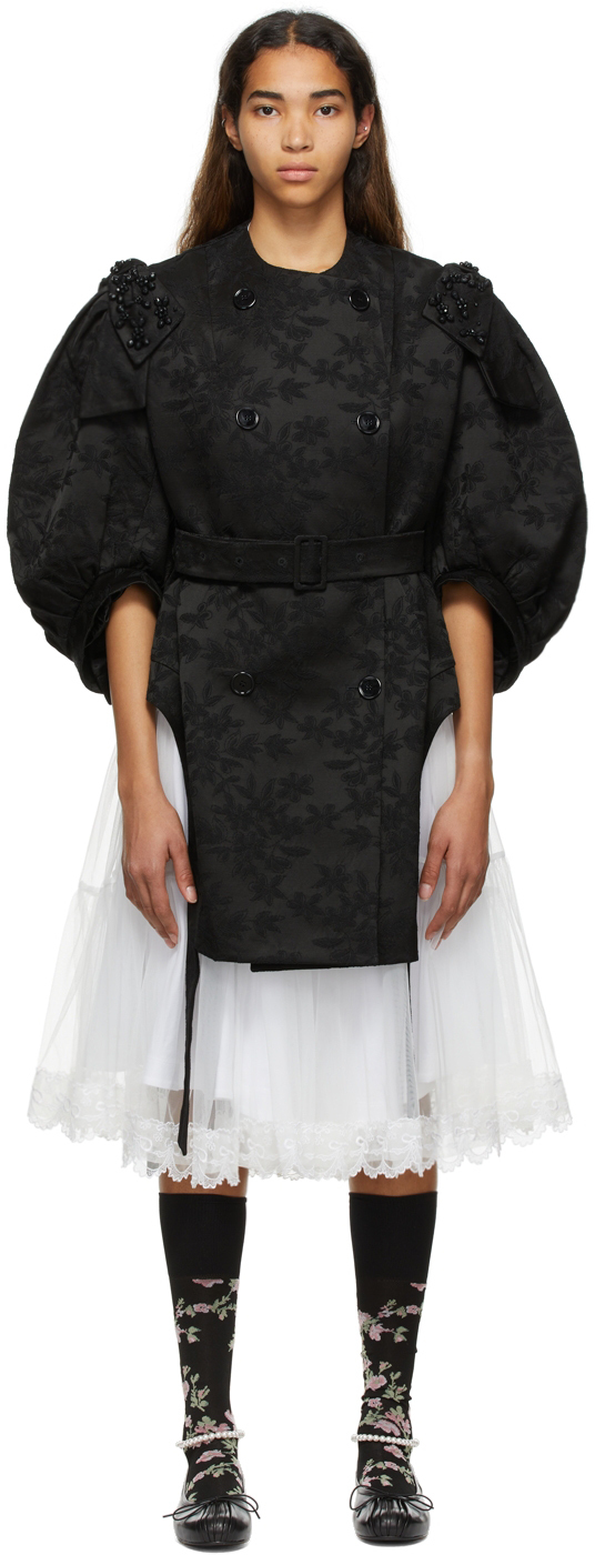 Simone Rocha Black Cotton Coat