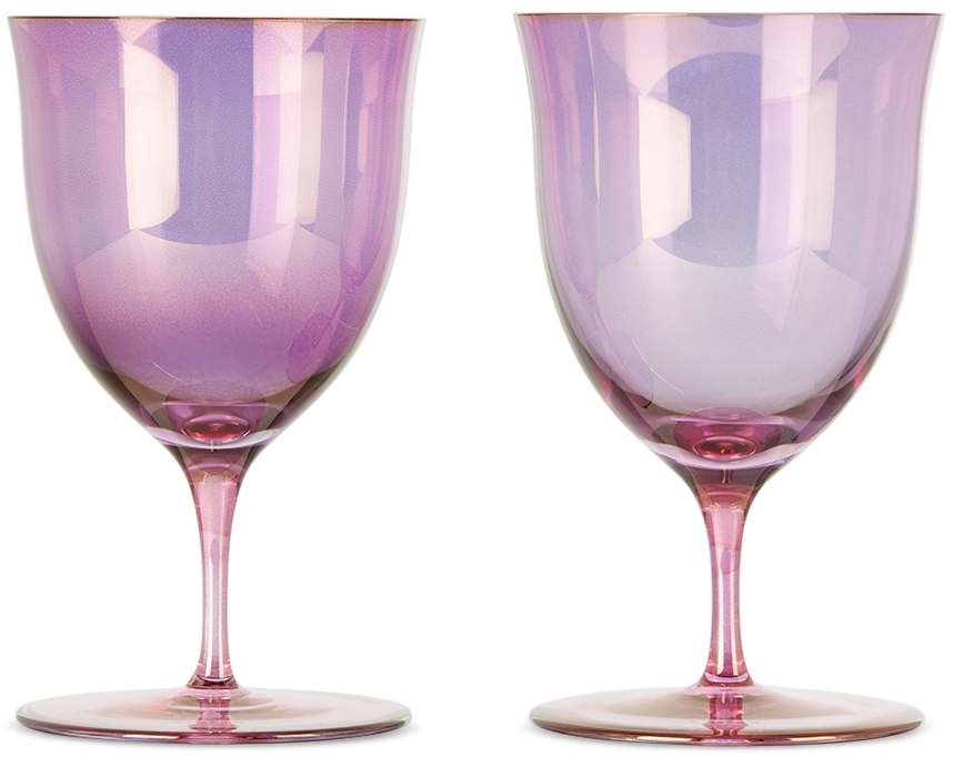 Rosy Set of 2 Pink Wine Glasses Luisa Beccaria