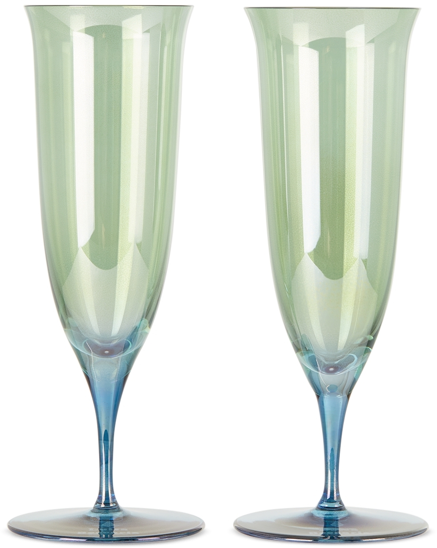 Luisa Beccaria  Shade Blue To Green Set Of Two Domina Wine Glass