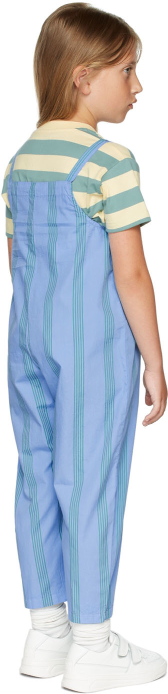 Tinycottons Kids Blue Lines Jumpsuit In J71 Lilac Blue/grass
