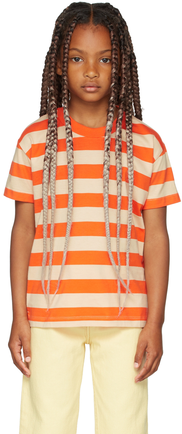 Ssense Abbigliamento Top e t-shirt T-shirt T-shirt a maniche corte Kids Beige & Orange Medium Stripes T-Shirt 