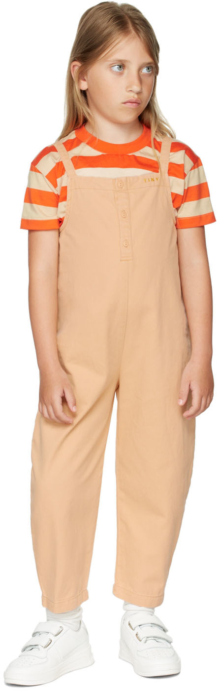 Tinycottons Kids Orange Solid Jumpsuit In J20 Almond
