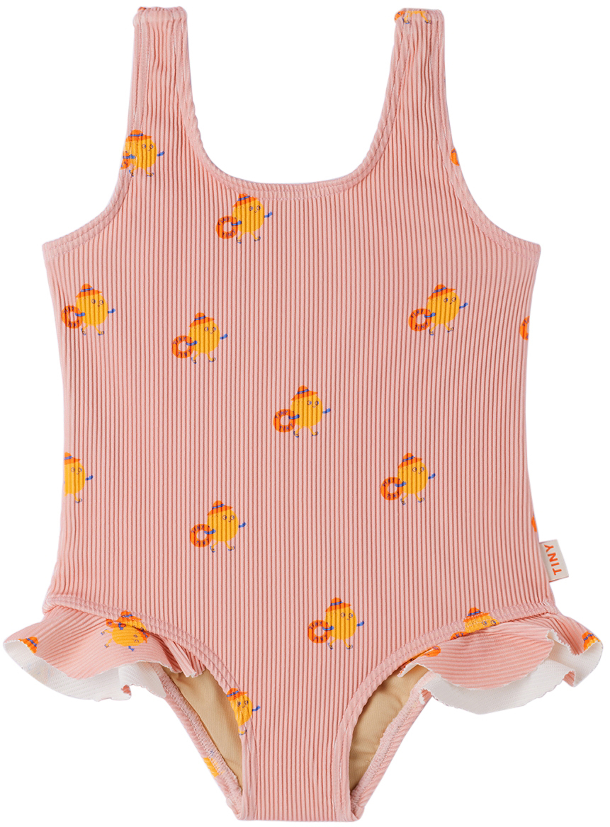 TINYCOTTONS Kids Pink Beach Oranges Swimsuit
