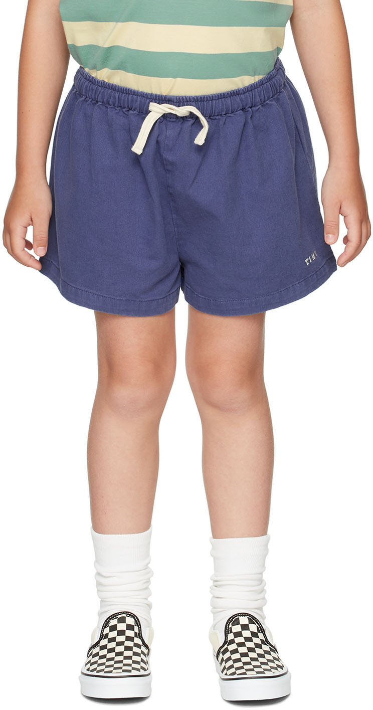 Kids Blue Solid Shorts by TINYCOTTONS | SSENSE