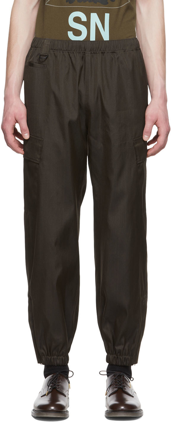 Undercover Brown Silk Cargo Pants In Brown Stripe