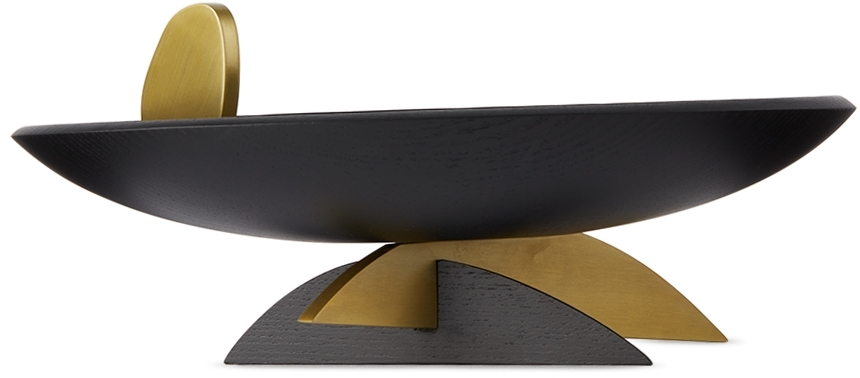 L'objet Black Kelly Behun Leaf Oval Catch-all In Black, Gold