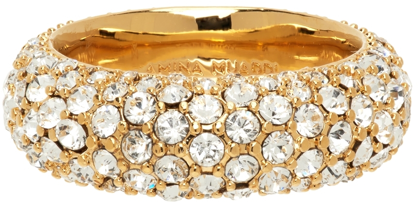 Amina Muaddi Gold Crystal Cameron Ring