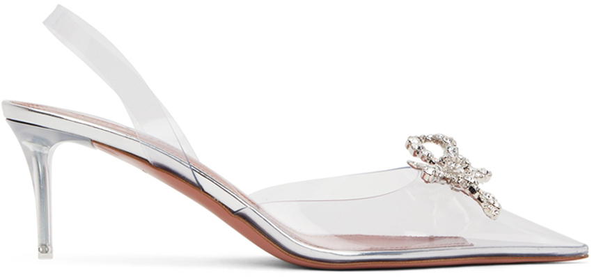 Amina Muaddi Transparent Rosie Glass Heels In Trasparent | ModeSens