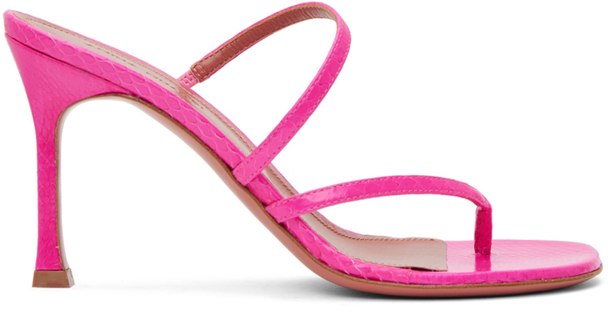 Amina Muaddi Pink Ami Heeled Sandals