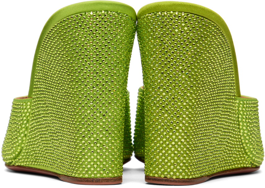 Shop Amina Muaddi Green Lupita Wedge Sandals In Lime