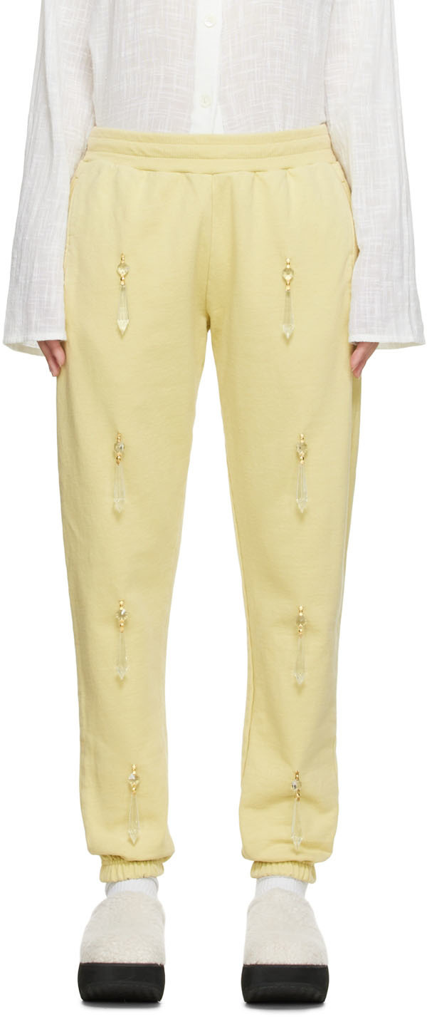 【関税込み】Tanner Fletcher グリーン コットン ラウンジパンツ Green Cotton Lounge Pants by Tanner Fletcher on Sale