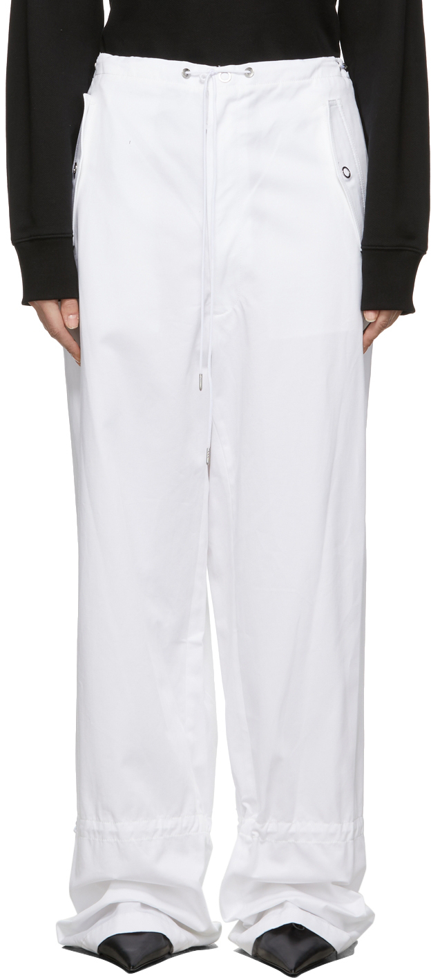 Dion Lee White Eyelet Tie Parachute Trousers