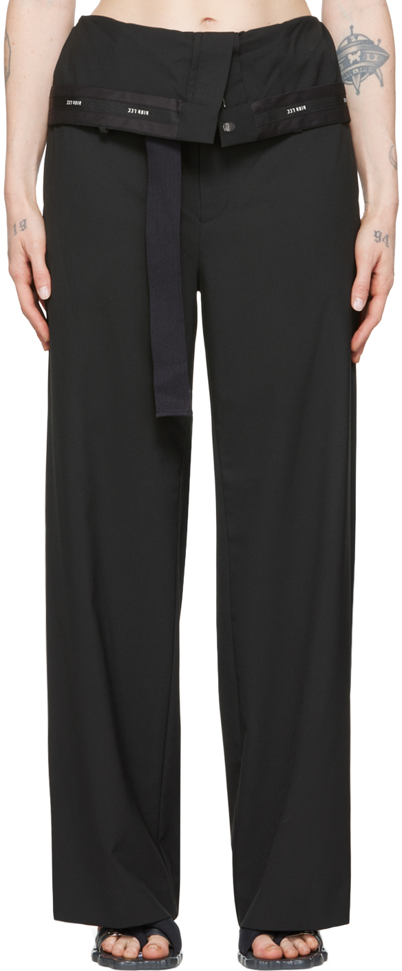 Dion Lee Black Polyester Trousers
