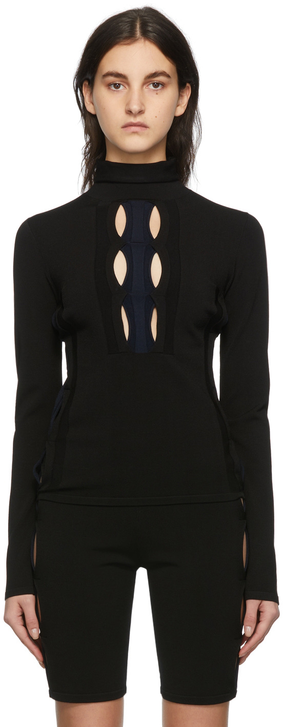 Black & Navy Double Hosiery Turtleneck