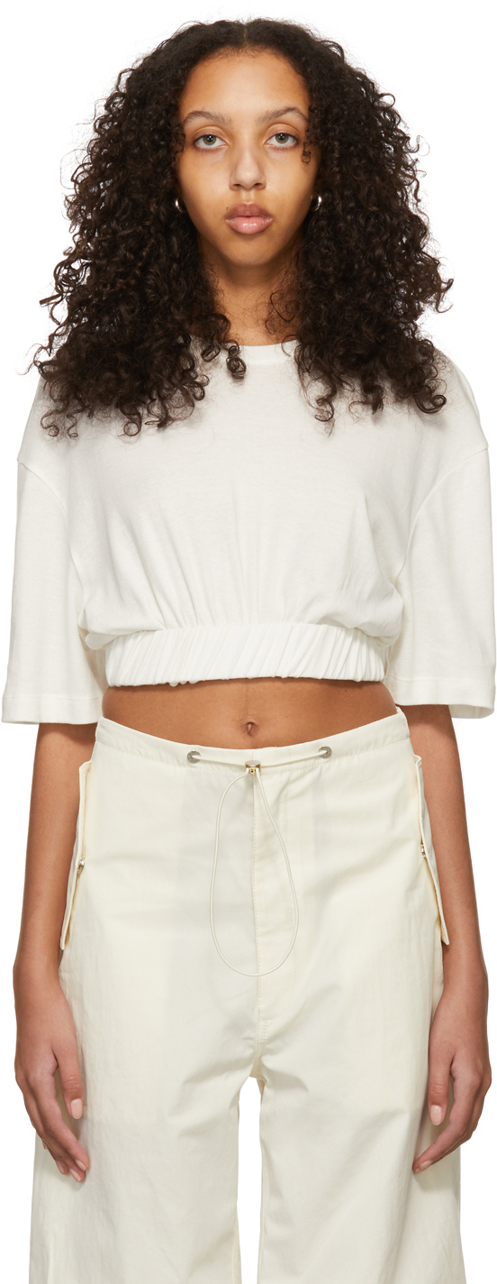 【Dion Lee】 CroppedコットンTシャツ White Corset T-Shirt by Dion Lee on Sale