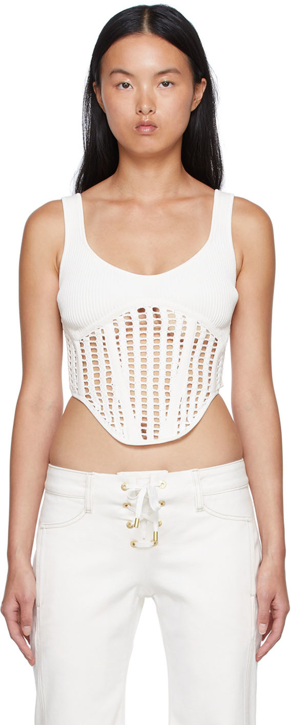 Dion Lee White Recycled Viscose Tank Top