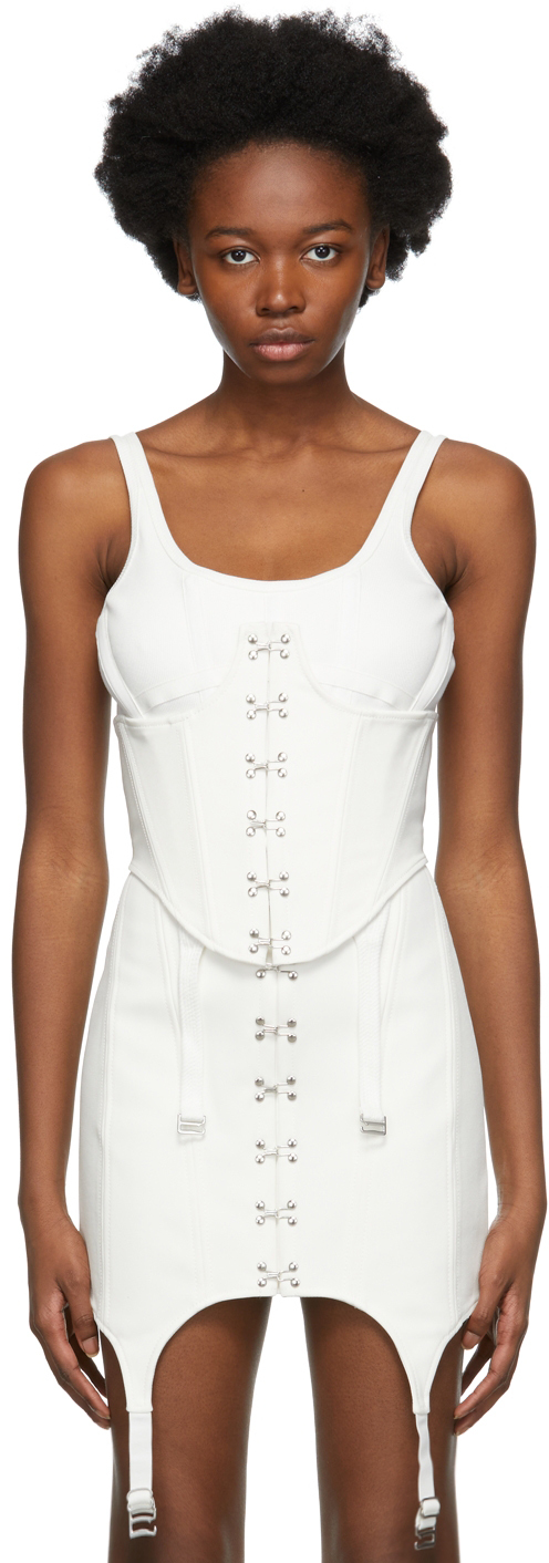 Dion Lee White Bonded Cotton Under Corset In Ivory