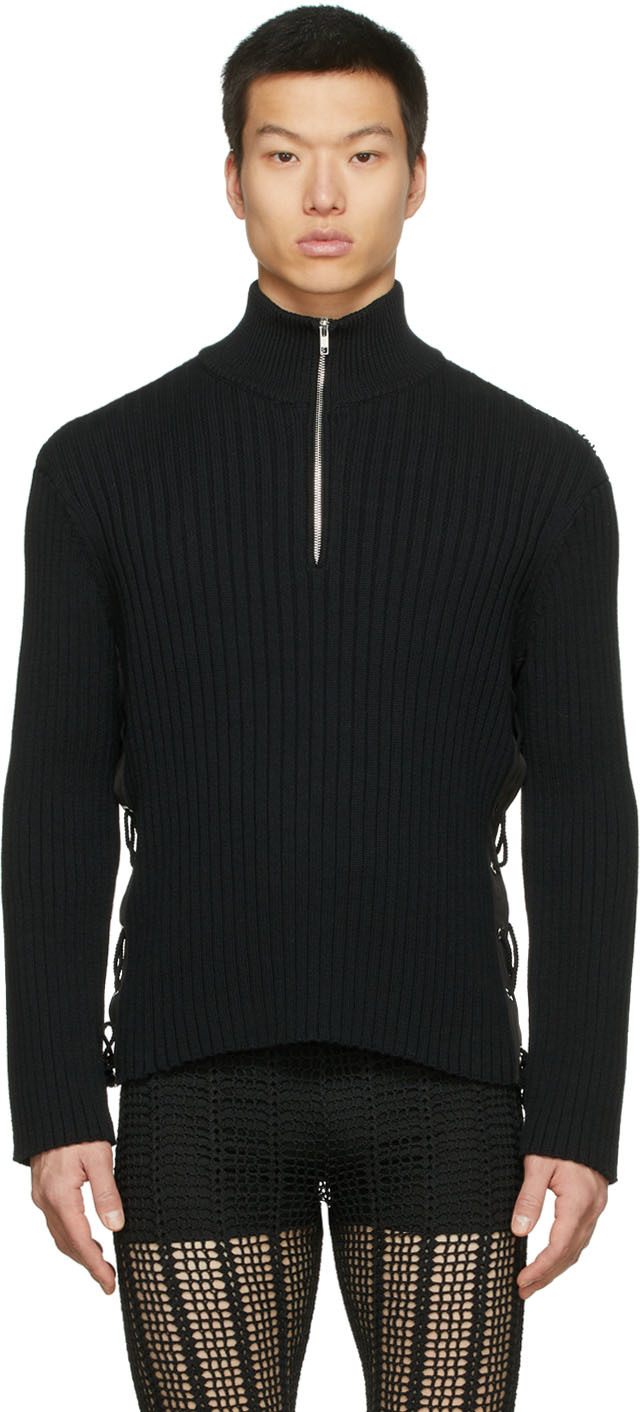 Black Vented Side Seam Sweater