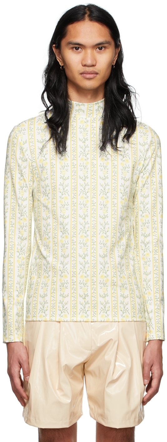 white floral turtleneck
