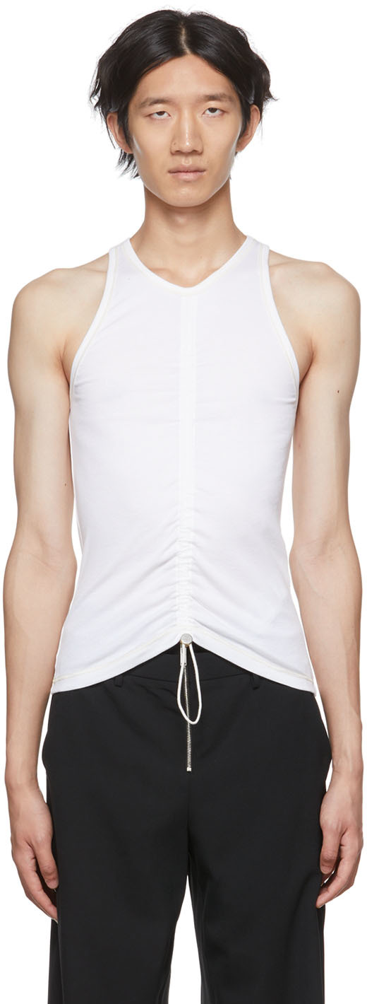 Dion Lee White Ruched Tank Top