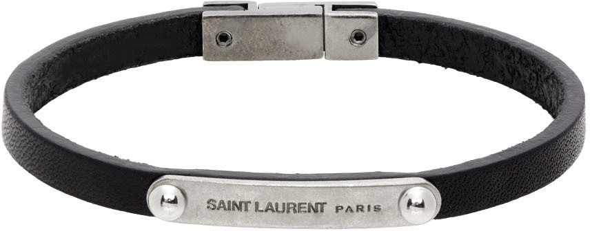 Saint Laurent Black Thin ID Bracelet