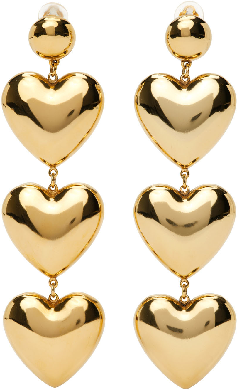 Gold Triple Heart Earrings
