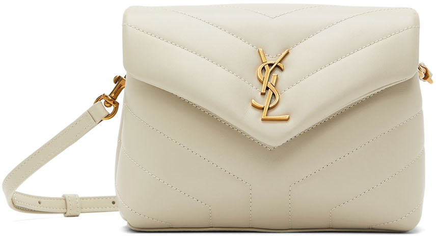 Saint Laurent Off-White Quilted Toy Loulou Shoulder Bag
