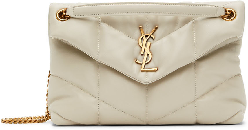 Saint Laurent Off-White Small Loulou Puffer Shoulder Bag