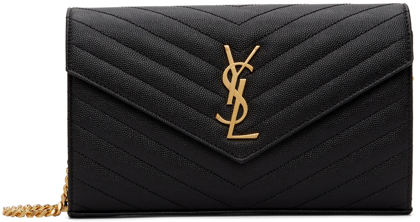 Saint Laurent: Black Monogram Chain Shoulder Bag | SSENSE Canada
